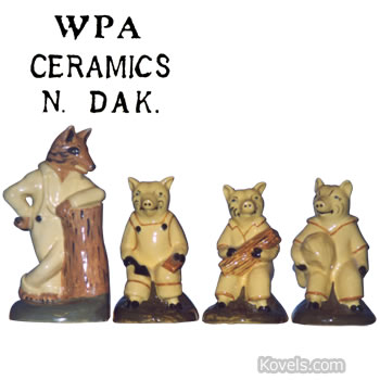 three little pigs big bad wolf wpa figurines
